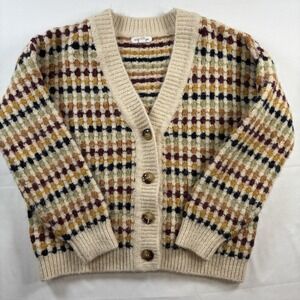 Blu Pepper Multicolor Women's L Button Up Cardigan Wool Blend New